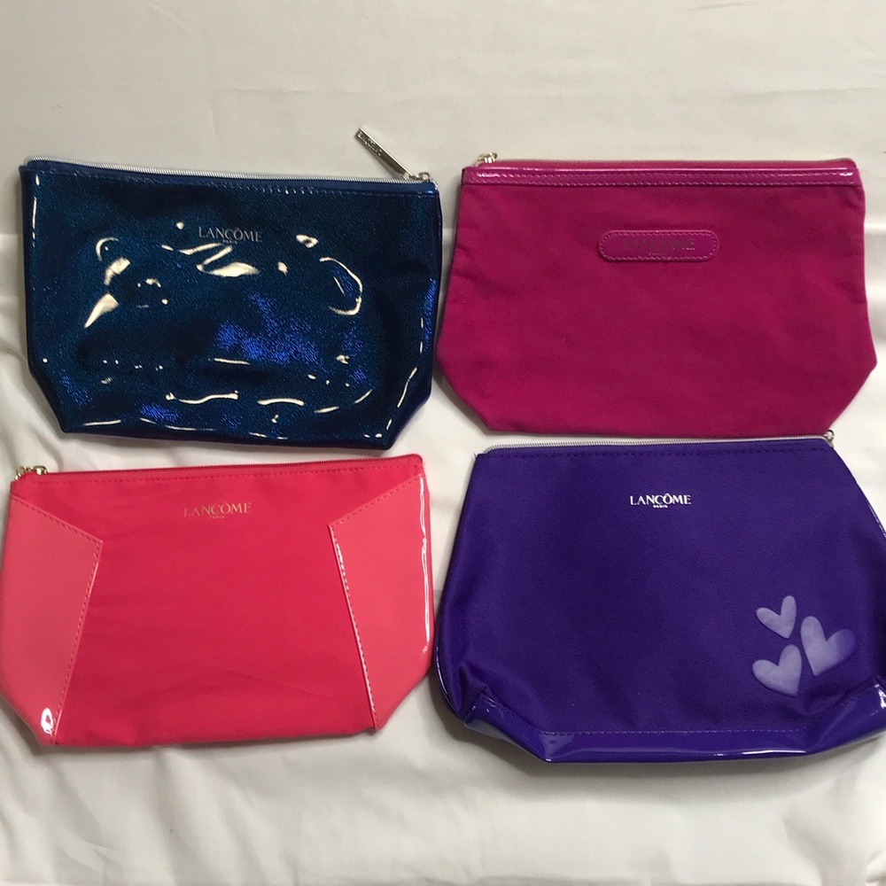 Lancome Vibrant Cosmetic Bag Set - Blue, Pink, Purple Lot of 4